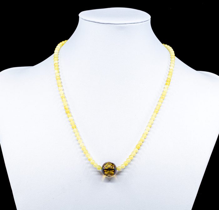 1-min Amber Necklace - Round Beads BAN025 - Image 2