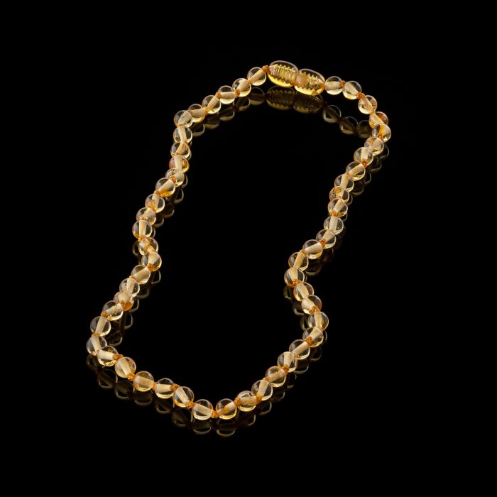 Amber Baby Teething Necklace - Round Baroque Beads BN007 - Image 1