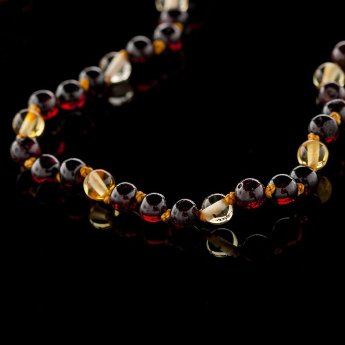 Amber Baby Teething Necklace - Round Baroque Beads BN079 - Image 2