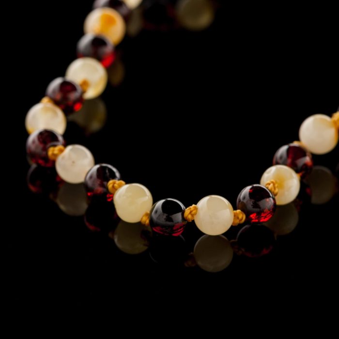 Amber Baby Teething Necklace - Round Baroque Beads BN082 - Image 2