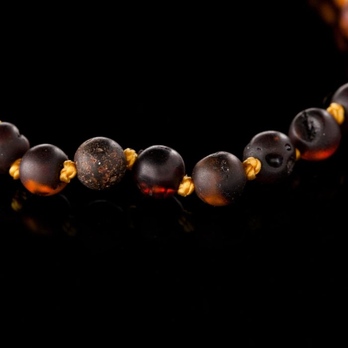 Amber Baby Teething Necklace - Matte Round Baroque Beads BN037 - Image 2