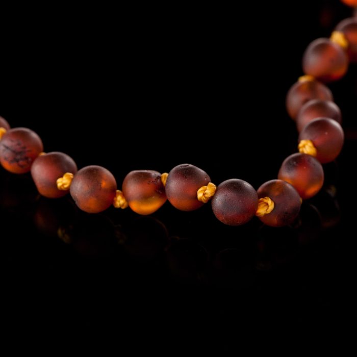 Amber Baby Teething Necklace - Matte Round Baroque Beads BN034 - Image 2
