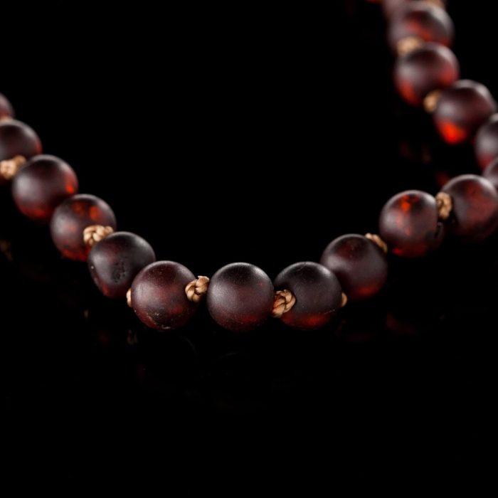Amber Baby Teething Necklace - Matte Round Baroque Beads BN035 - Image 2