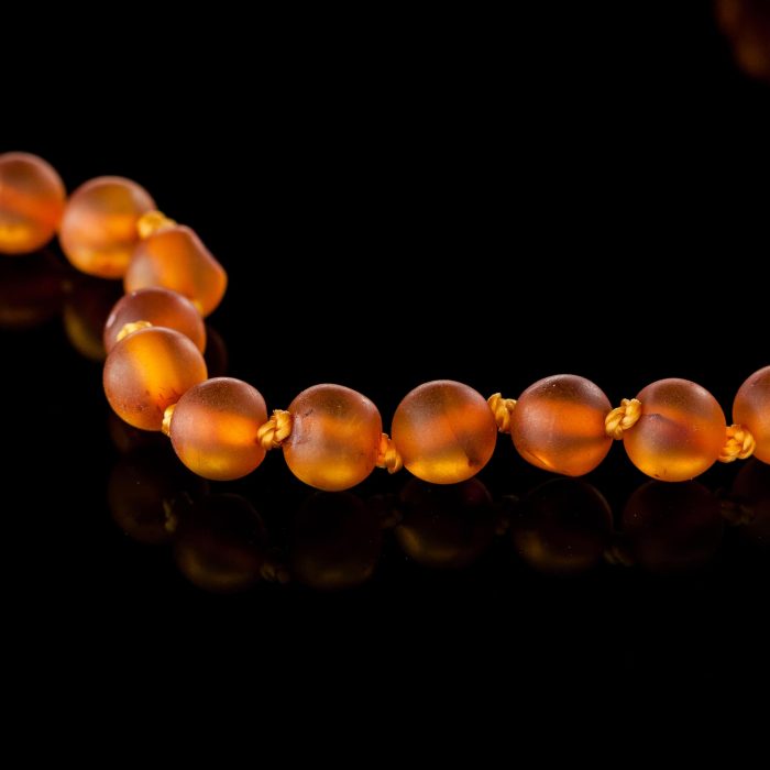 DS_9427-min Amber Baby Teething Necklace - Matte Round Baroque Beads BN033 - Image 2
