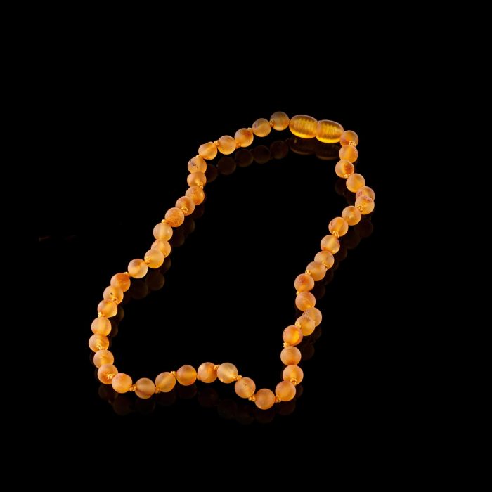 Amber Baby Teething Necklace - Matte Round Baroque Beads BN032 - Image 1