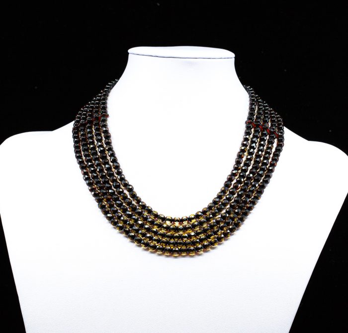 Amber Necklace - Multi-string Faceted Beads MUN023 - Image 3