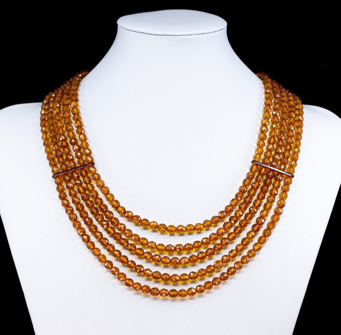 Amber Necklace - Multi-string Faceted Beads MUN024 - Image 3