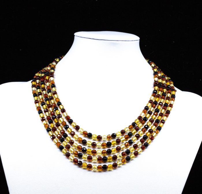 1 Amber Necklace - Multi-string Faceted Beads MUN025 - Image 3