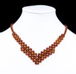Amber Necklace - Braided V-Shape Faceted Beads MUN037 - Image 3