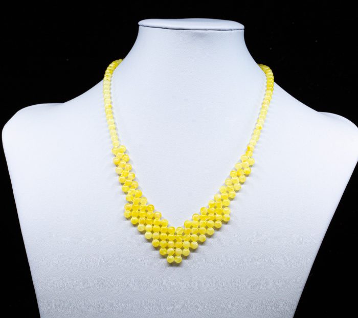 Amber Necklace - Braided V-Shape Beads MUN039 - Image 3