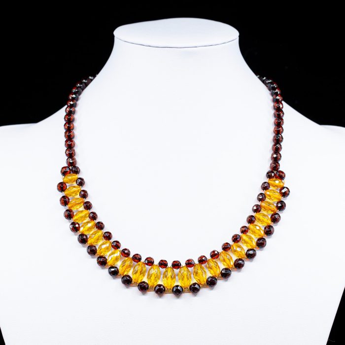 Amber Necklace - Braided Collar Faceted Beads MUN014 - Image 3