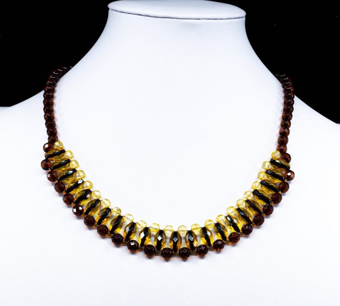 Amber Necklace - Braided Collar Faceted Beads MUN015 - Image 3