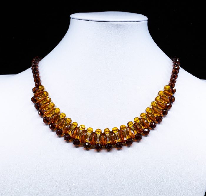 Amber Necklace - Braided Collar Faceted Beads MUN017 - Image 3