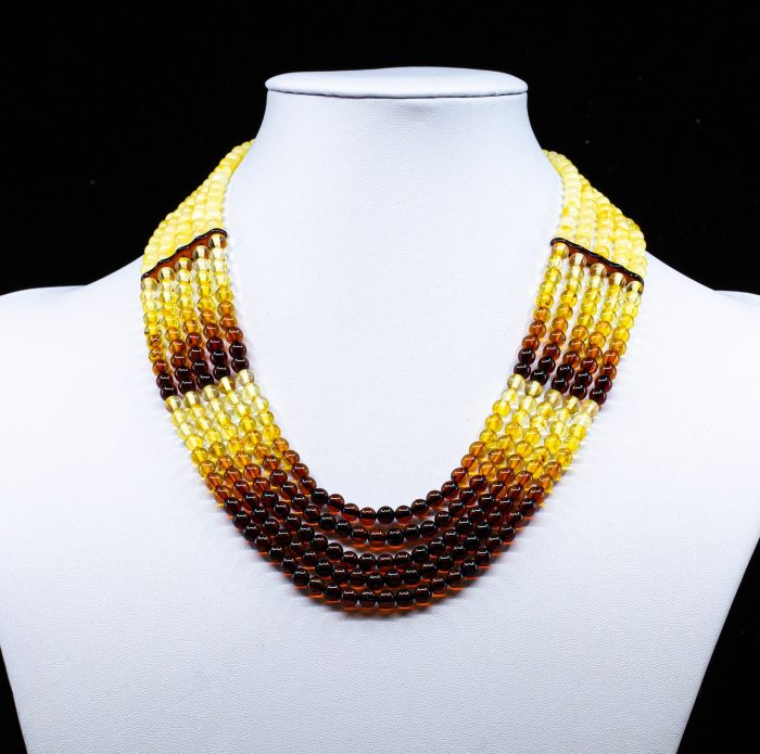 Amber Necklace - Multi-string Beads MUN021 - Image 3