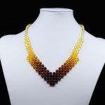 Amber Necklace - Braided V-Shape Faceted Beads MUN009-2 - Image 3