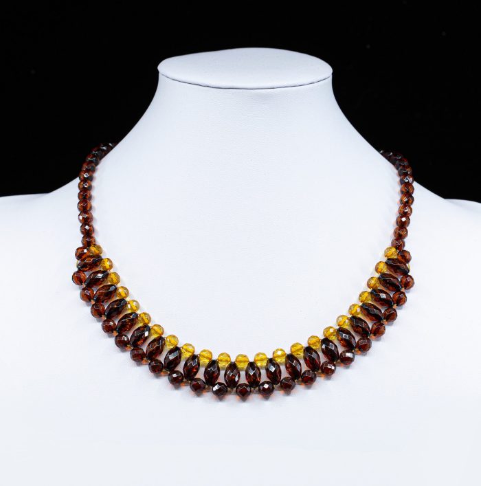 Amber Necklace - Braided Collar Faceted Beads MUN013 - Image 3