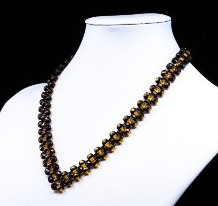Amber Necklace - Braided V-Shape Faceted Beads MUN034