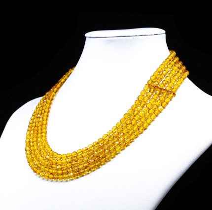 Amber Necklace - Multi-string Faceted Beads MUN026