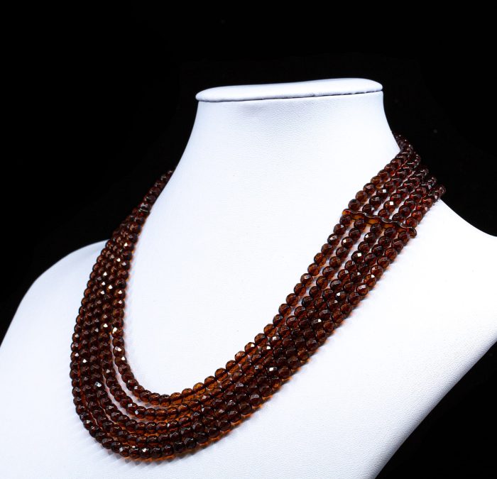 Amber Necklace - Multi-string Faceted Beads MUN031 - Image 1