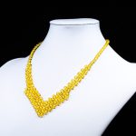 Amber Necklace - Braided V-Shape Faceted Beads MUN036