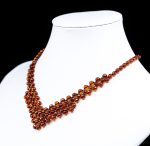 Amber Necklace - Braided V-Shape Faceted Beads MUN037