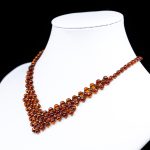 Amber Necklace - Braided V-Shape Faceted Beads MUN037