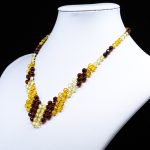 Amber Necklace - Braided V-Shape Faceted Beads MUN040