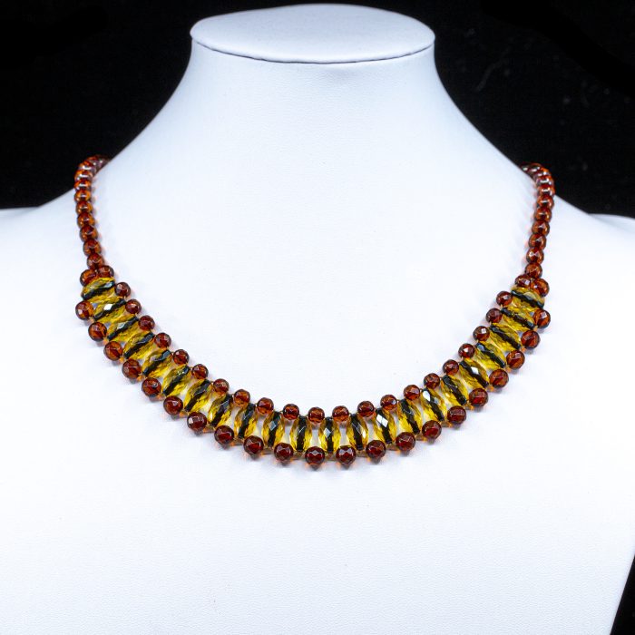 Amber Necklace - Braided Collar Faceted Beads MUN012 - Image 3