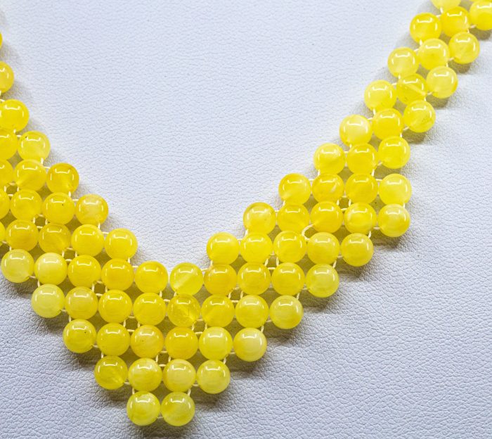 Amber Necklace - Braided V-Shape Beads MUN039 - Image 2