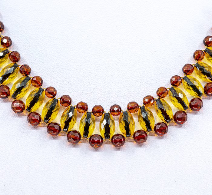 Amber Necklace - Braided Collar Faceted Beads MUN012 - Image 2
