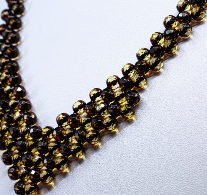 Amber Necklace - Braided V-Shape Faceted Beads MUN005 - Image 2