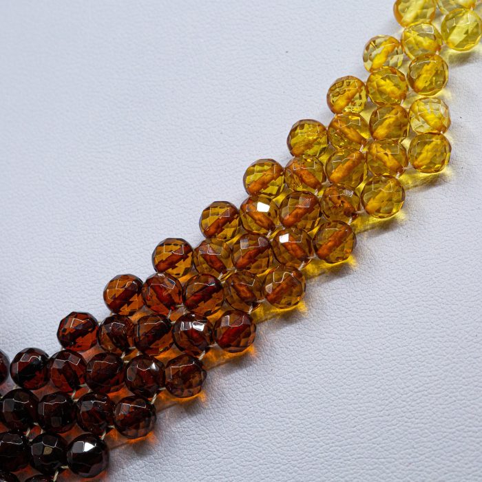 Amber Necklace - Braided V-Shape Faceted Beads MUN009-2 - Image 2
