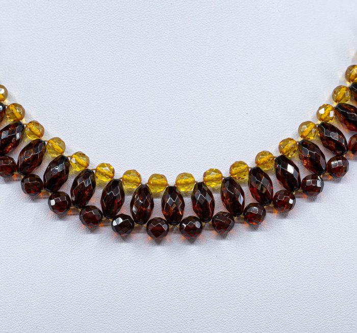 Amber Necklace - Braided Collar Faceted Beads MUN013 - Image 2