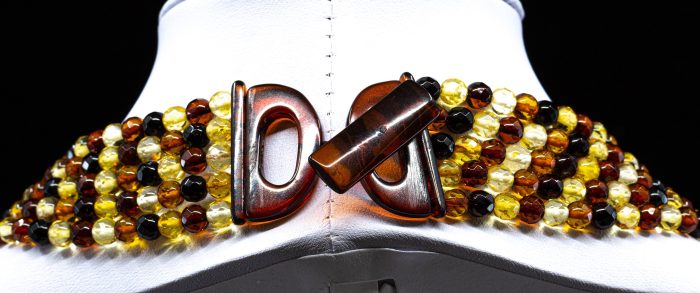 4 Amber Necklace - Multi-string Faceted Beads MUN025 - Image 4