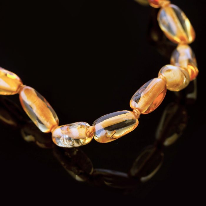 Amber Baby Teething Necklace - Olive Shape Beads BN011 - Image 2