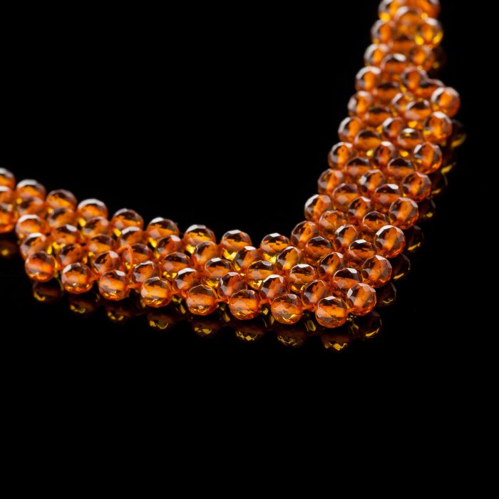 Amber Necklace - Braided V-Shape Faceted Beads MUN004 - Image 2