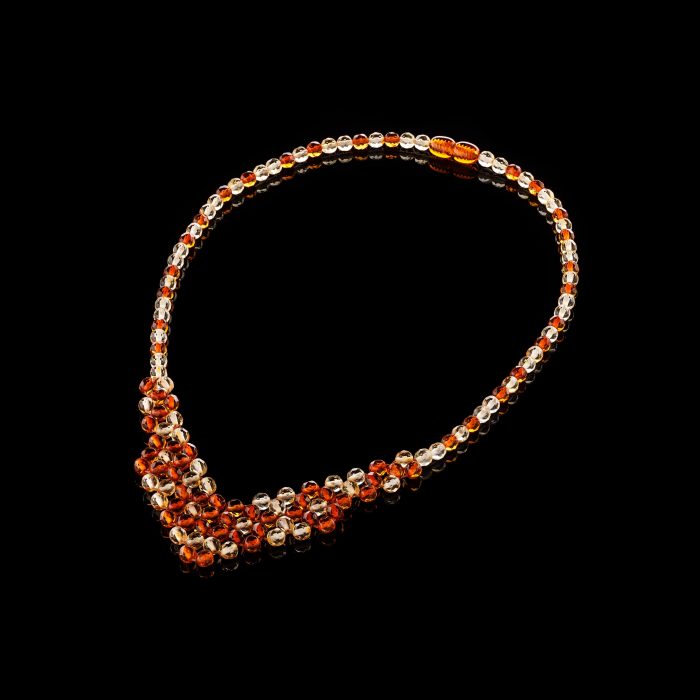Amber Necklace - Braided V-Shape Faceted Beads MUN008 - Image 1