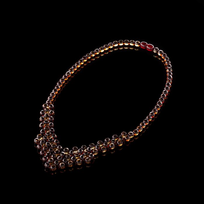 Amber Necklace - Braided V-Shape Faceted Beads MUN005 - Image 5