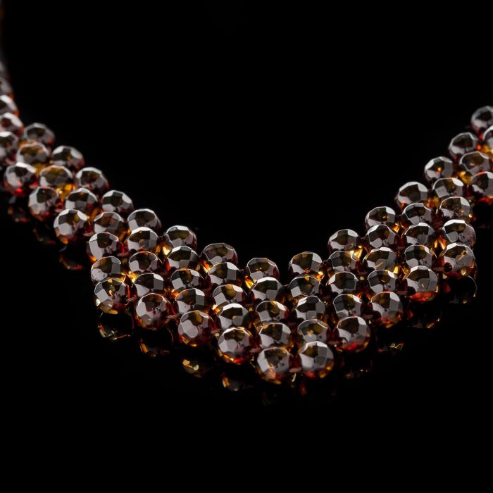 Amber Necklace - Braided V-Shape Faceted Beads MUN005 - Image 6