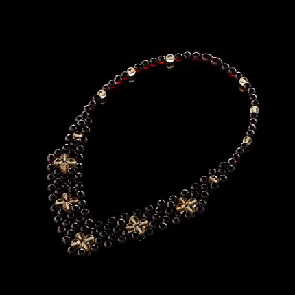 Amber Necklace - Braided V-Shape Faceted Beads MUN007
