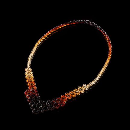 Amber Necklace - Braided V-Shape Faceted Beads MUN009-1