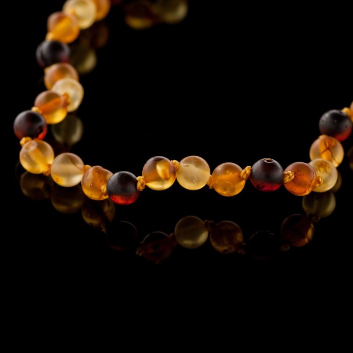 Amber Baby Teething Necklace - Matte Round Baroque Beads BN073 - Image 2