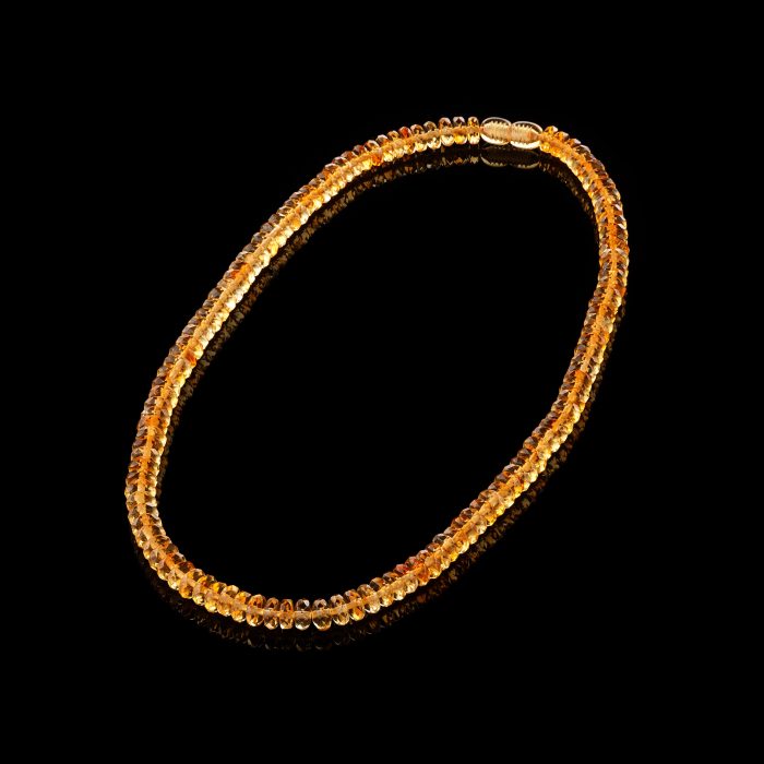DS_1053 Amber Necklace - Faceted Rondelle Disc Beads DIN002 - Image 3