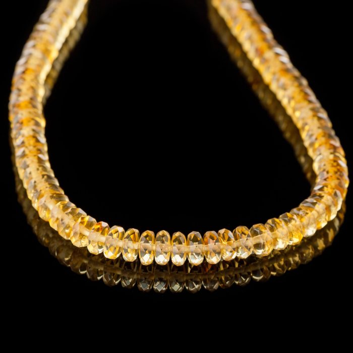 DS_1054 Amber Necklace - Faceted Rondelle Disc Beads DIN002 - Image 2