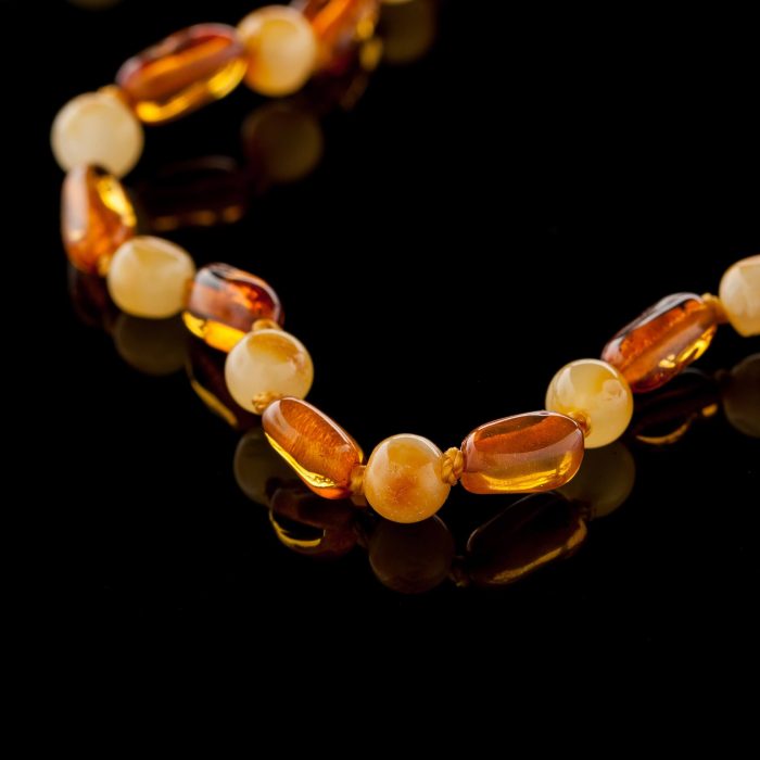 DS_1057 Amber Baby Teething Necklace - Olive & Baroque Shape Beads BN081 - Image 2