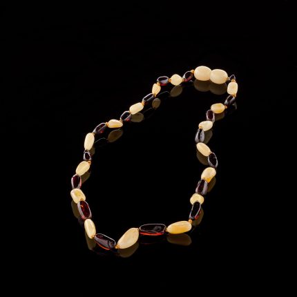 Amber Baby Teething Necklace - Olive Shape Beads BN085
