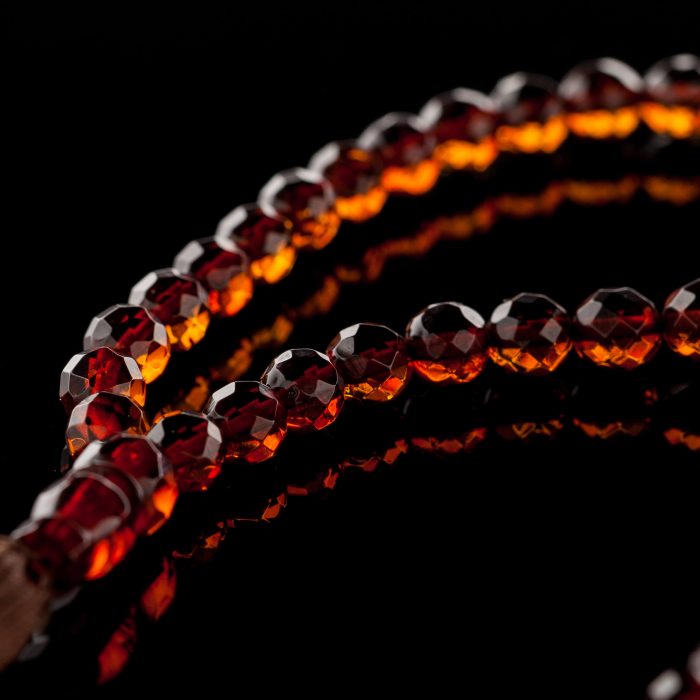 DS_1133 Islamic Muslim Tasbih Amber Prayer Beads - Faceted Round Beads IPB014 - Image 2