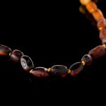 Amber Baby Teething Necklace - Matte Olive Shape Beads BN070 - Image 2