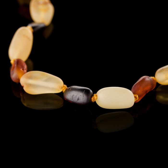 Amber Baby Teething Necklace - Matte Olive Shape Beads BN071 - Image 2