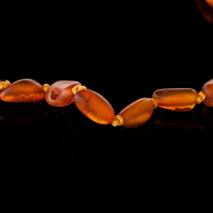 Amber Baby Teething Necklace - Matte Olive Shape Beads BN066 - Image 2